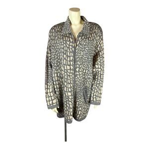 Horst Basler Vintage Womens sweater Cardigan Coatigan Gray Tan Long sz 46 XL